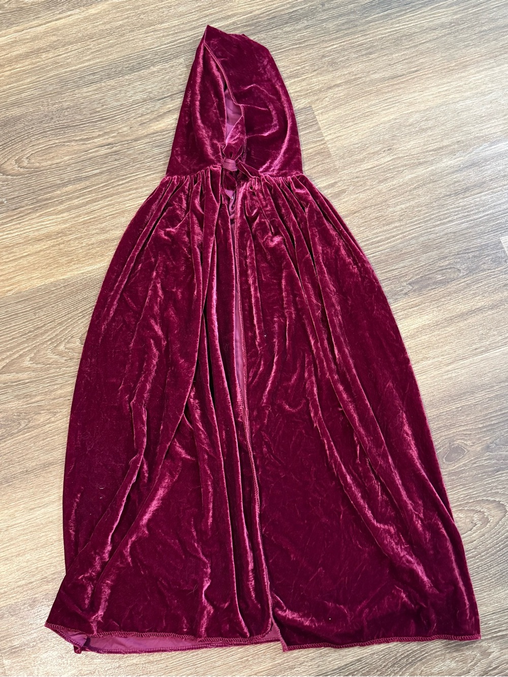 Velvet Hooded Cape in Deep Burgundy